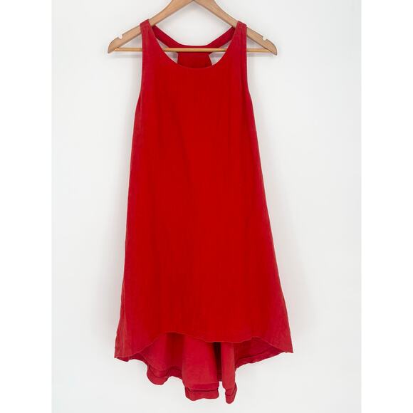 Banana Republic 100% Linen Orange High Low Sleeveless Tank Dress Size 10P - Picture 2 of 9